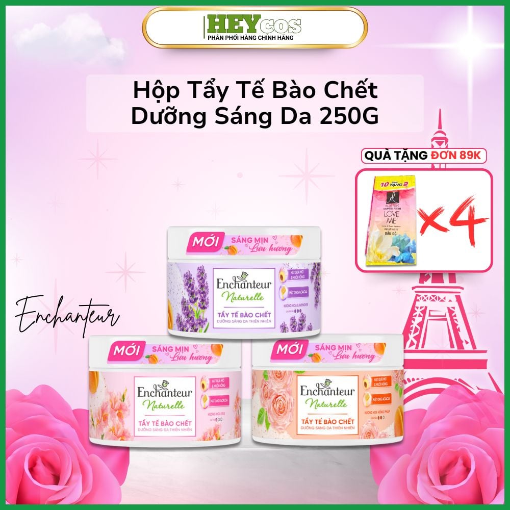 [MỚI] Tẩy tế bào chết dưỡng sáng da thiên nhiên Pháp Enchanteur Naturelle với Hạt quả mơ, Muối hồng & Mật ong 250g