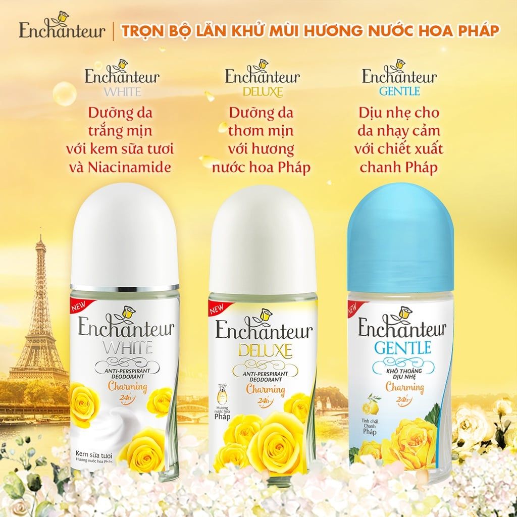  Lăn khử mùi hương nước hoa Enchanteur Charming/ Sensation/ Delightful/ Romantic/ Magic 25ml/50ml 