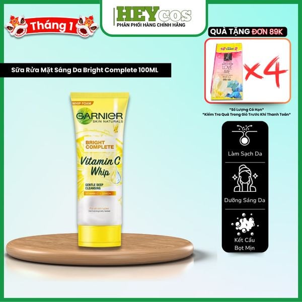  (MẪU MỚI) Sữa rửa mặt tạo bọt skin naturals Bright Complete vitamin C super whip 100ml| HEYCOS 