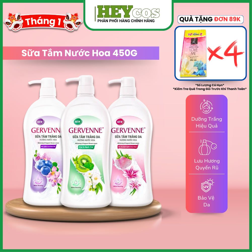 Sữa tắm trắng da hương nước hoa Gervenne 450G/chai (3 mùi)