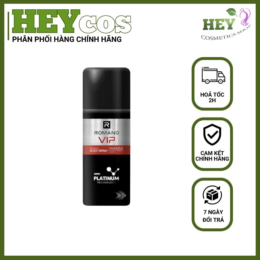  Xịt Khử Mùi Cao Cấp Romano Vip 150ml Passion/Vision |HEYCOS 