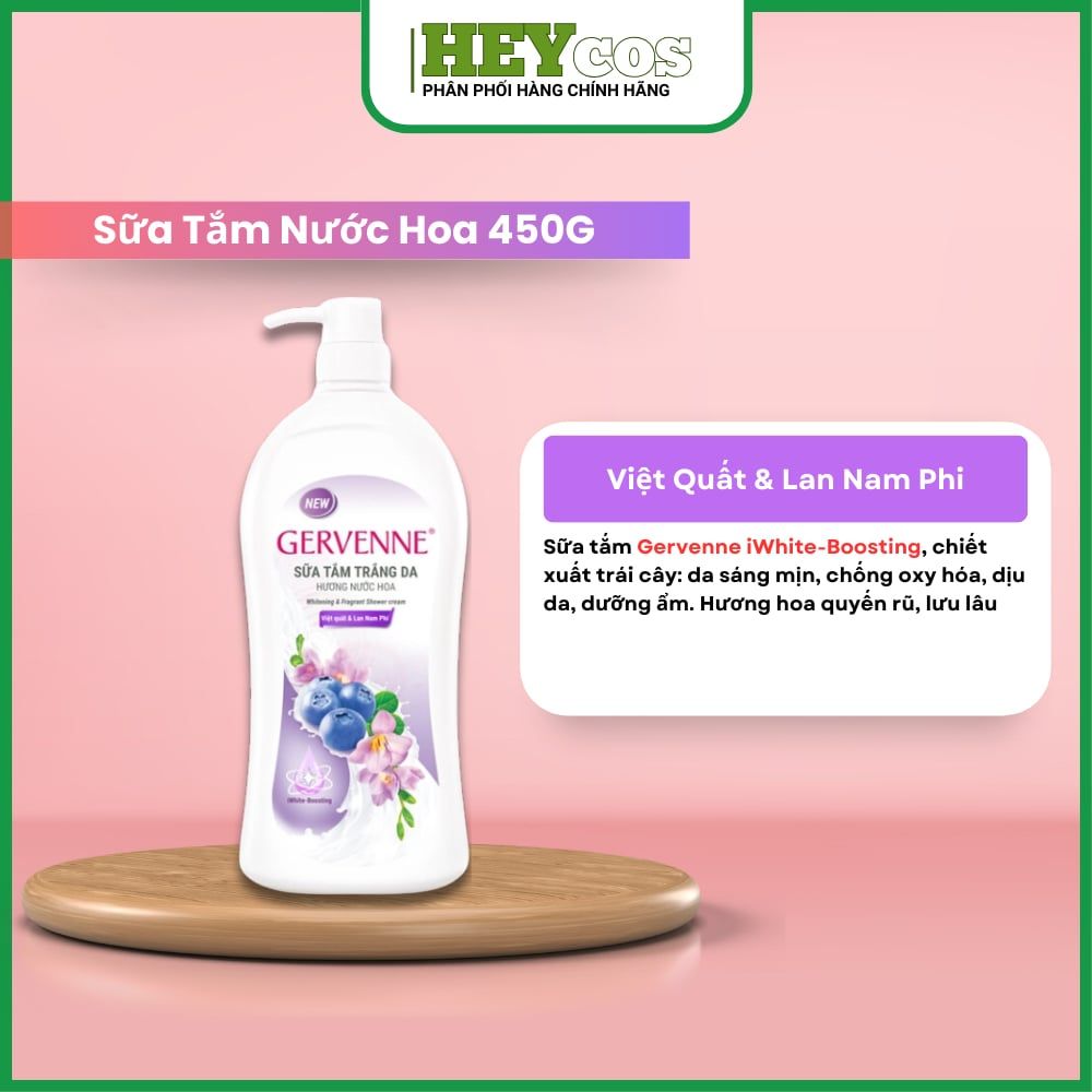  Sữa tắm trắng da hương nước hoa Gervenne 900G/chai (3 mùi) 