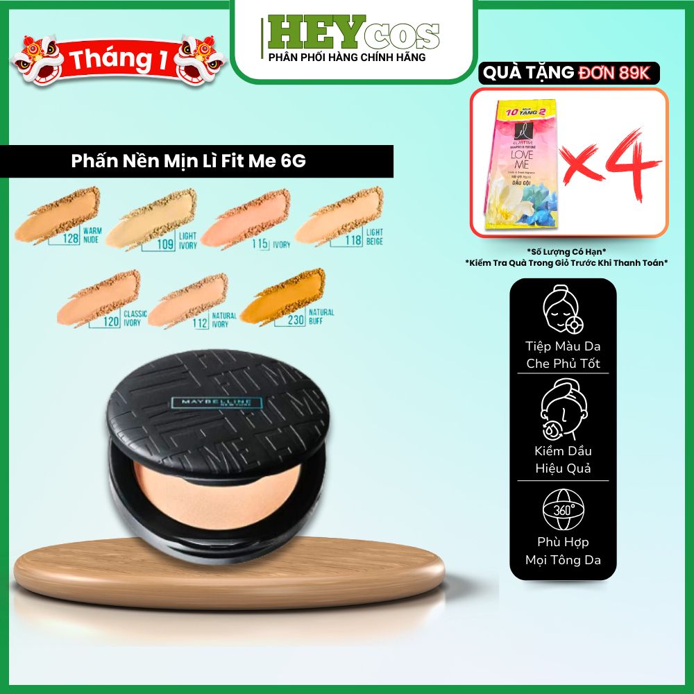 Phấn Nền Mịn Lì Maybelline Fit Me Matte Poreless Powder 6g | HEYCOS