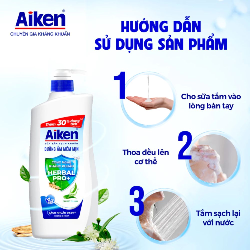  [CHÍNH HÃNG] Sữa Tắm Aiken Thảo Mộc 845g 