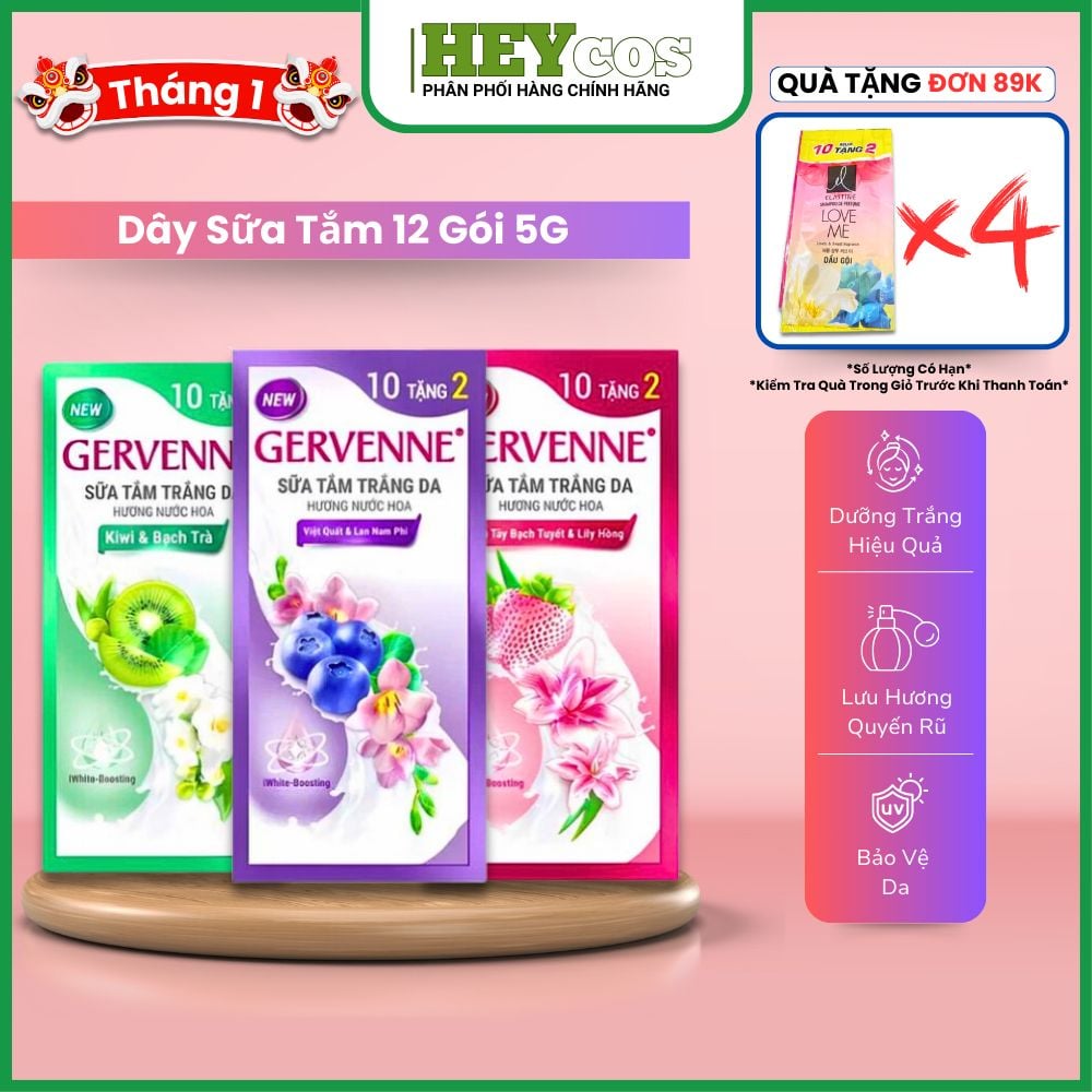 (12 gói) DÂY SỮA TẮM GERVENNE 5g - HEYCOS