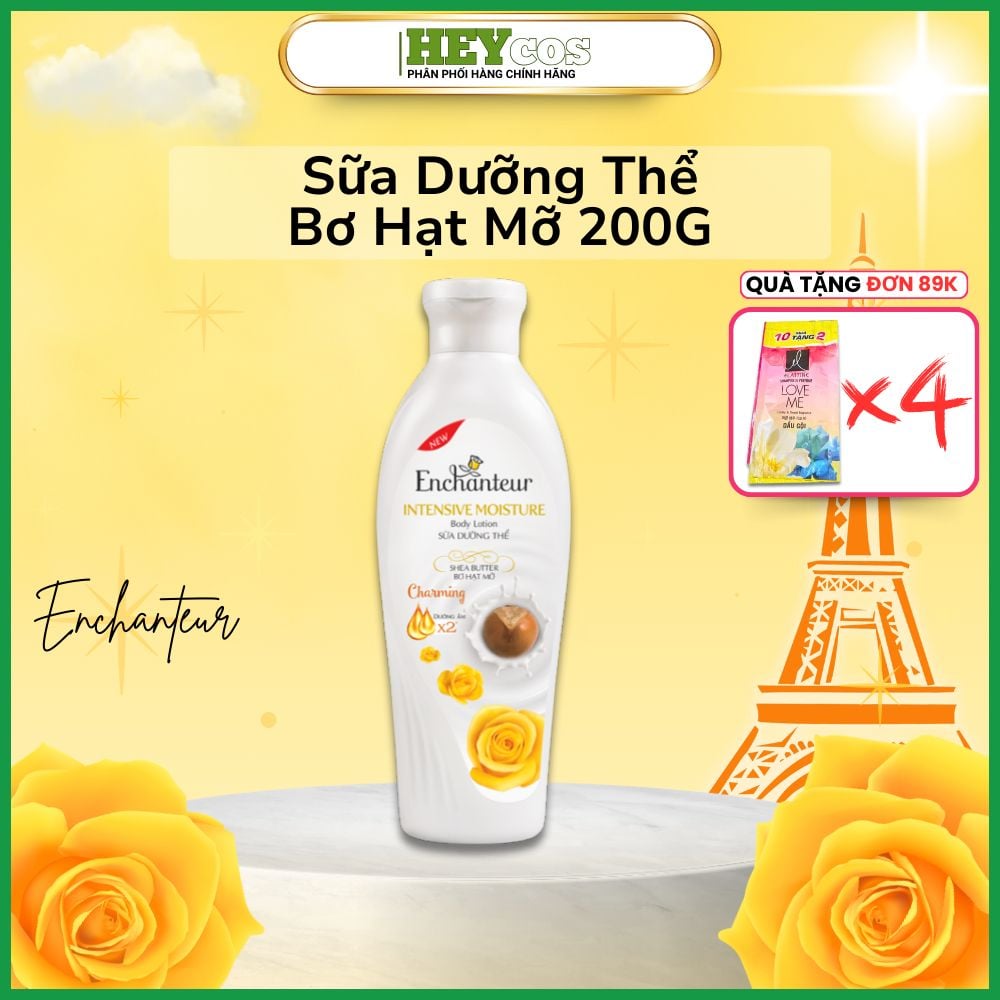 Sữa Dưỡng Thể Enchanteur Intensive Moisture Body Lotion dưỡng ẩm bơ hạt mỡ ô liu 200g