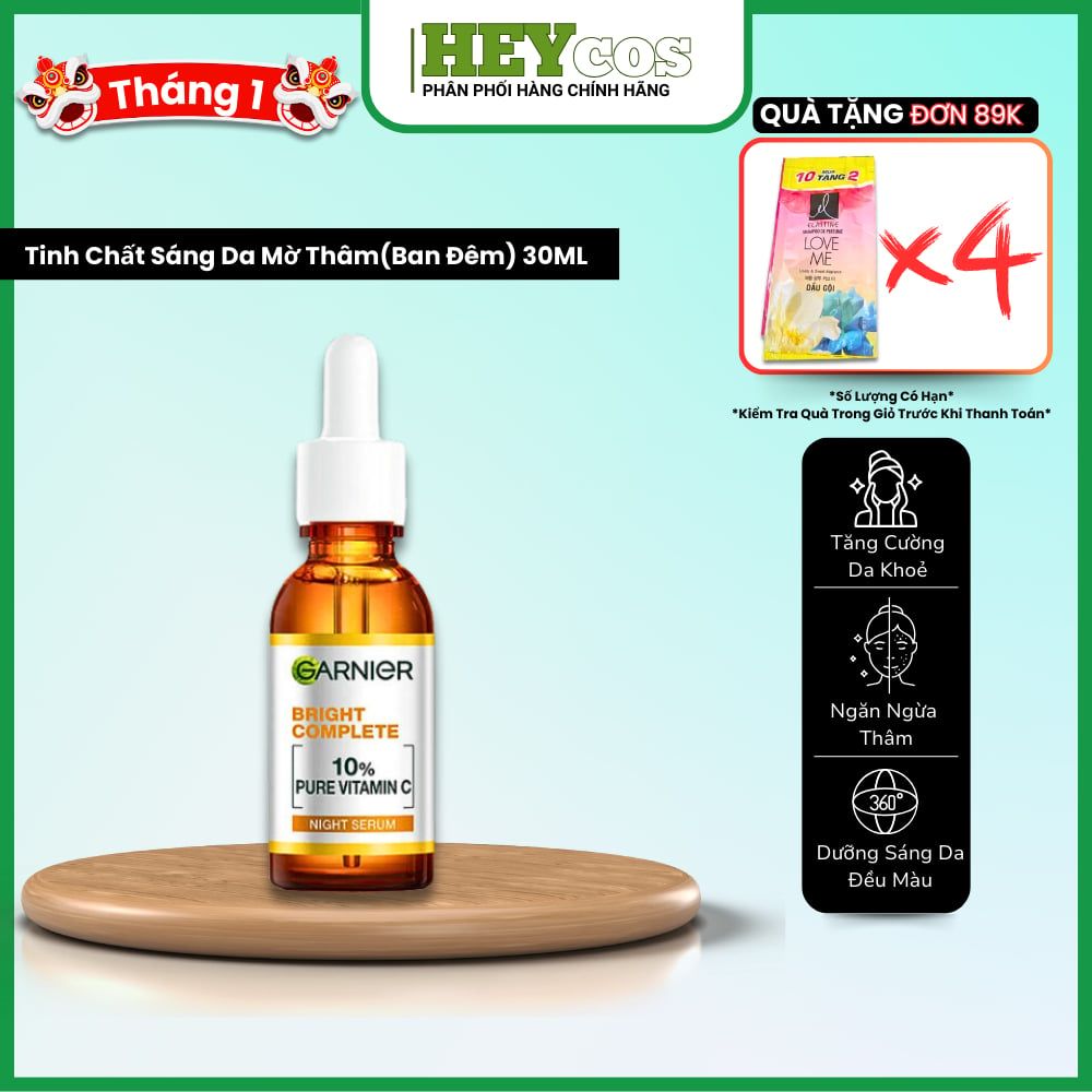 Dưỡng chất ban đêm sáng da ngừa thâm Garnier 10% Vitamin C Bright Complete Overnight Serum 30ml