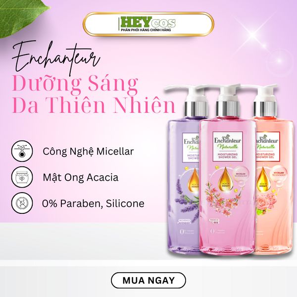  Sữa Tắm Dưỡng Da Thiên Nhiên Enchanteur Naturelle Hương Hoa Lavender/Iris/Rose 510g 