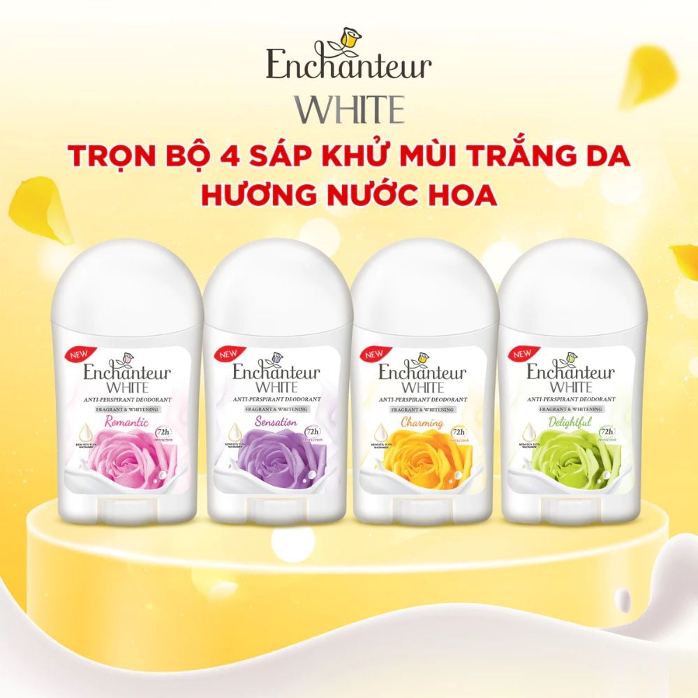  Sáp khử mùi trắng da Enchanteur Charming/ Romantic/ Delightful 40gr | HEYCOS 