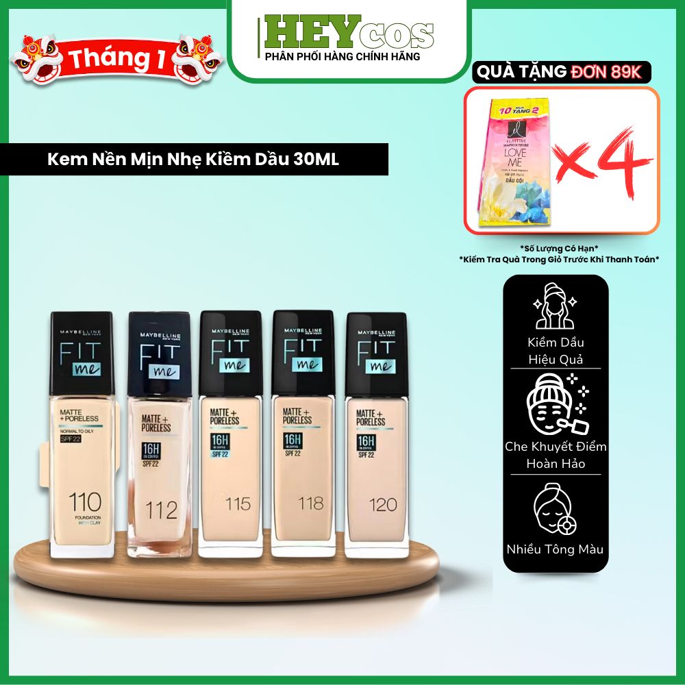 Kem Nền Mịn Nhẹ Kiềm Dầu Fit Me Maybelline New York Matte Poreless Foundation 30ml
