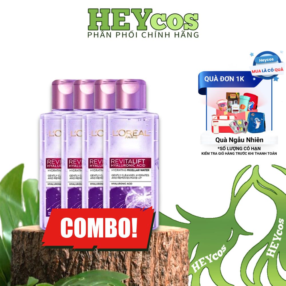 [CHÍNH HÃNG] Combo 4 Chai Nước Tẩy Trang L'Oreal Làm Sạch Sâu Cho Da Dầu/Căng Mịn Cấp Ẩm 95ml
