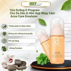 Sữa dưỡng cho da mụn nhạy cảm D Program Microbiome Acne Care Emulsion 100ml