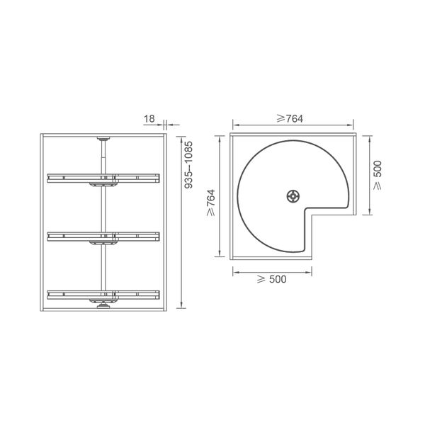  KỆ GÓC XOAY 360° BA TẦNG MARTHA 