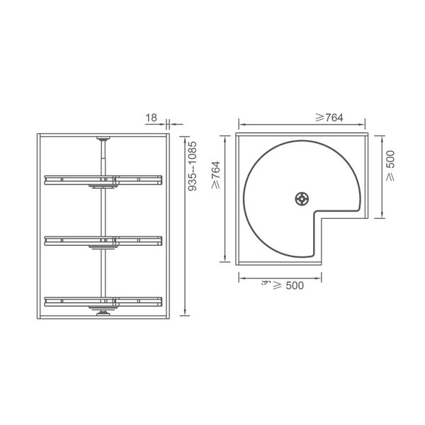  KỆ GÓC XOAY BA TẦNG HERA 