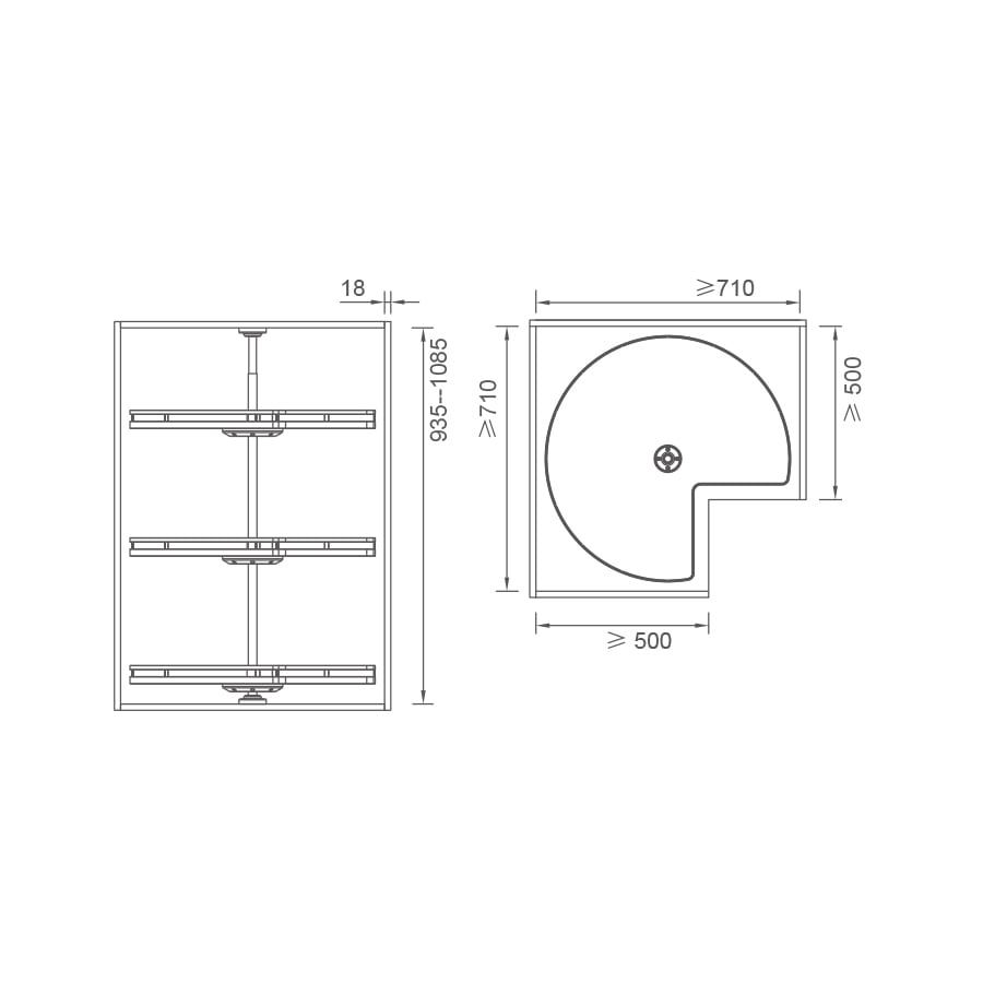  KỆ GÓC XOAY BA TẦNG RAPHIE 