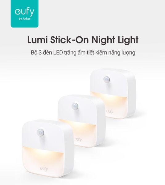 Bộ 3 đèn Eufy Lumi Stick - On Night Light , 0.1W - T1301