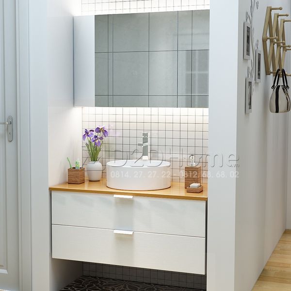 Tủ lavabo gỗ picomat sơn bóng gương PT-TL.PI26