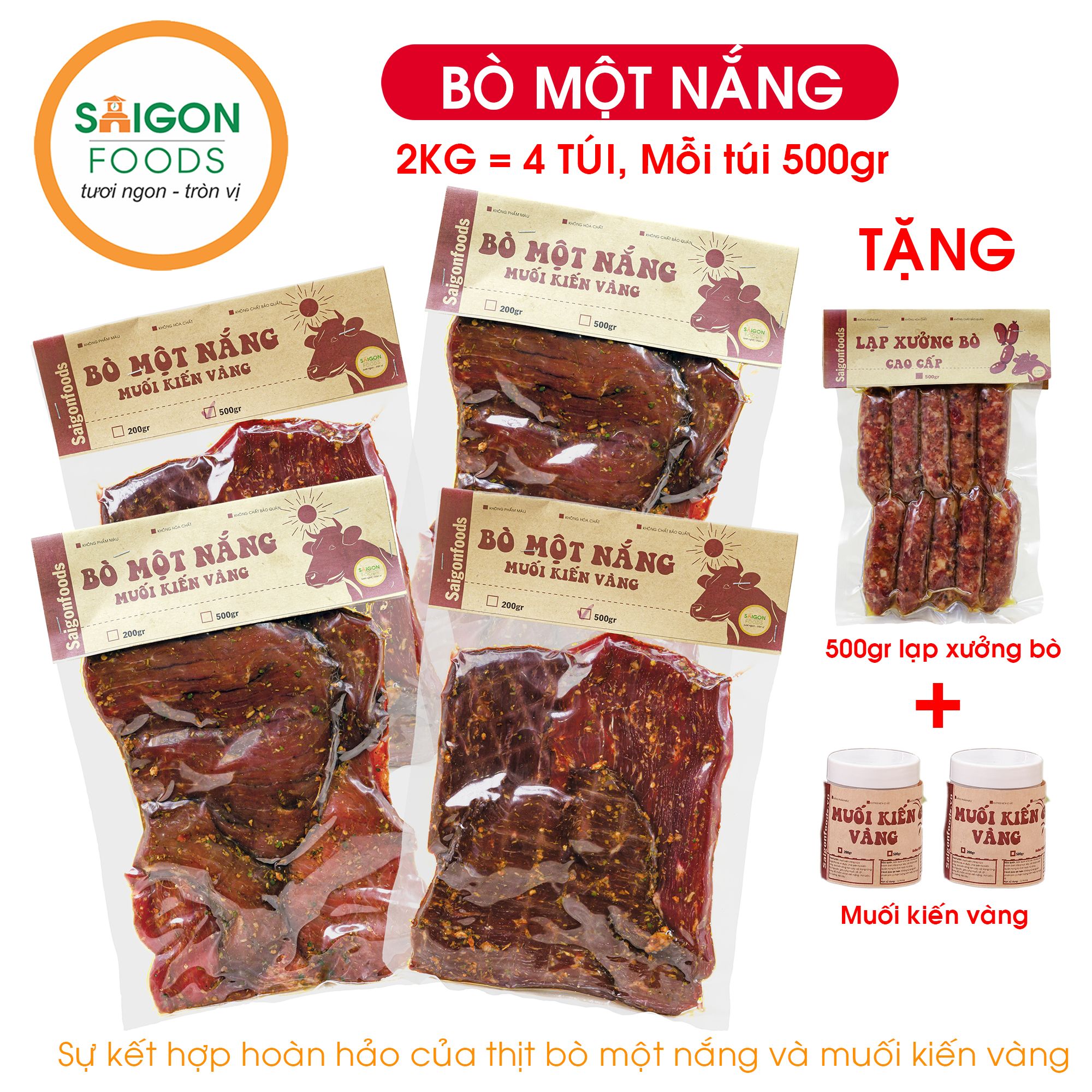  Thịt Khô Bò một nắng (Sỉ & Lẻ) - Tặng kèm muối kiến vàng - [Giao hàng toàn quốc] 
