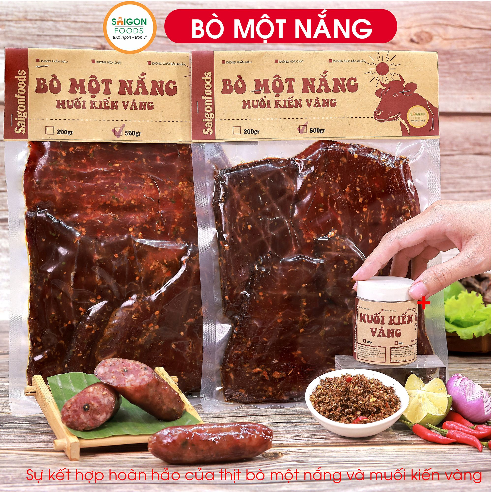  Thịt Khô Bò một nắng (Sỉ & Lẻ) - Tặng kèm muối kiến vàng - [Giao hàng toàn quốc] 