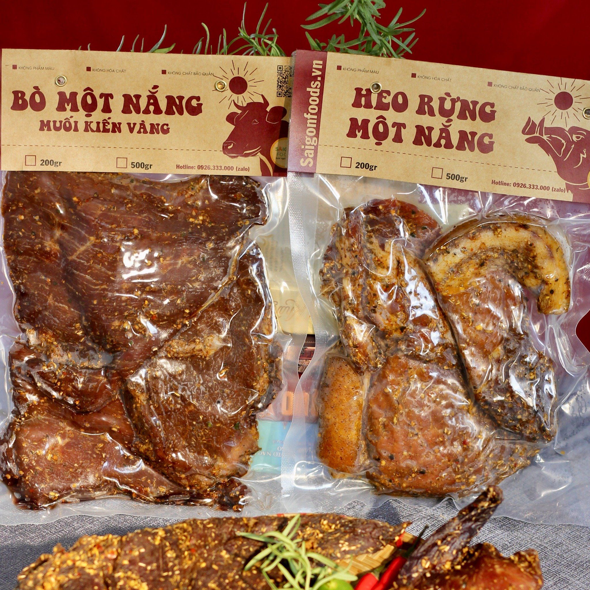  COMBO 1: 500gr Bò một nắng + 500gr thịt heo (lợn) rừng (chuẩn 3 lông) mổt nắng - [Giao hàng toàn quốc] 