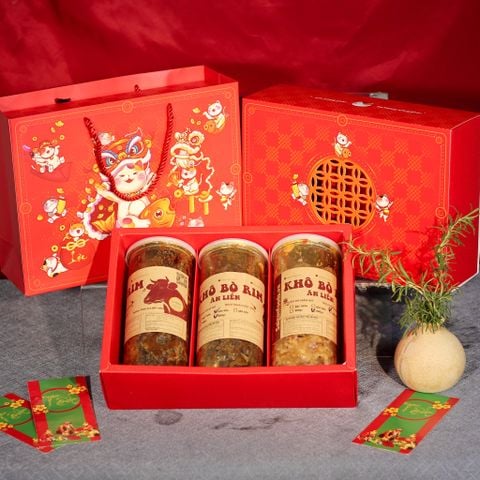  Set quà biếu - Đặc sản Bò một nắng, Trâu gác bếp, Lạp xưởng bò - (Giao hàng toàn quốc) 