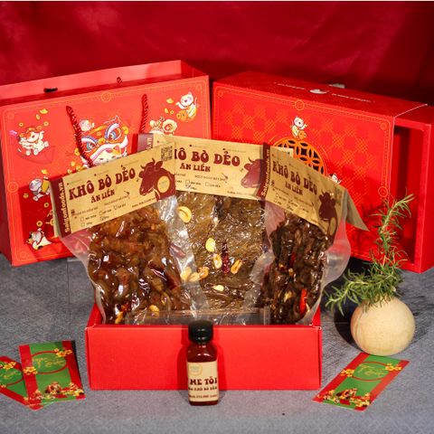  Set quà biếu - Đặc sản Bò một nắng, Trâu gác bếp, Lạp xưởng bò - (Giao hàng toàn quốc) 