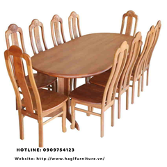 BỘ BÀN OVAL 1M8+ 6 GHẾ RẼ QUẠT