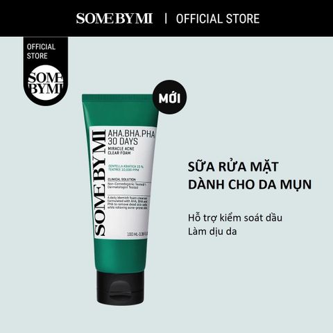 Sữa Rửa Mặt Some By Mi AHA-BHA-PHA 30 days Miracle Acne Clear Foam 100ml