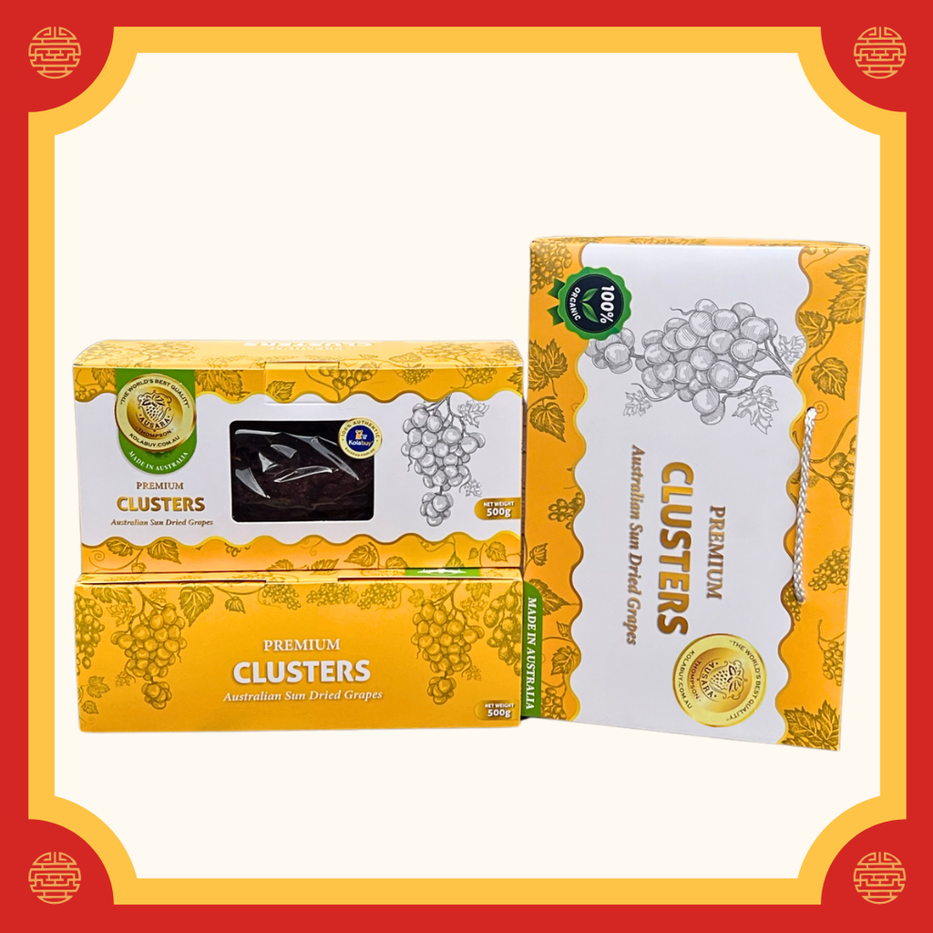 [Thompson Hộp quà 0,5kg] Nho khô nguyên cành Úc cao cấp Premium Thompson