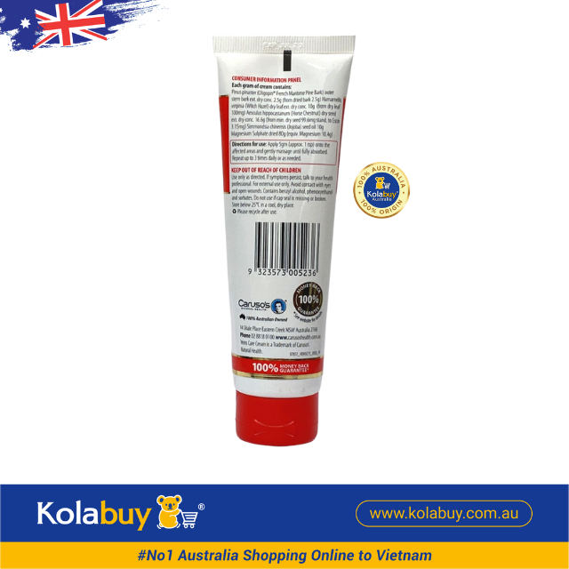 Kem bôi trị suy giãn tĩnh mạch Carusos Natural Health Veins Care Cream 75g