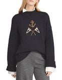 Crest Embroidered Wool Sweater
