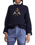 Crest Embroidered Wool Sweater