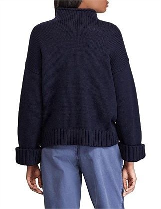 Crest Embroidered Wool Sweater