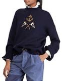 Crest Embroidered Wool Sweater