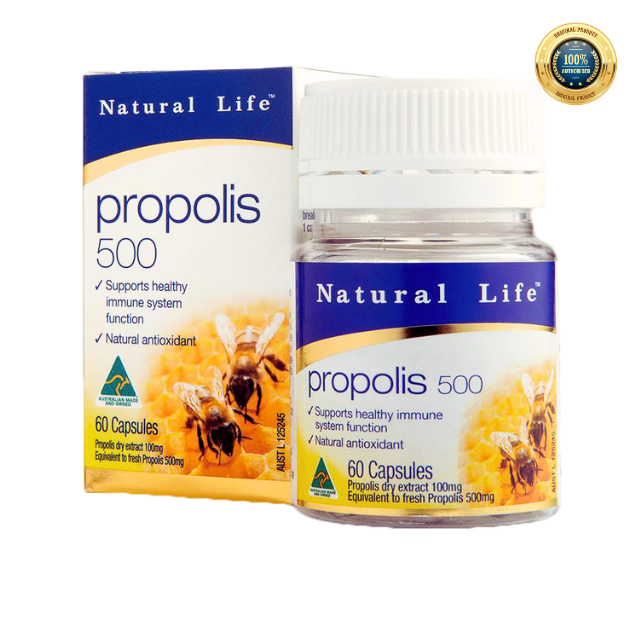 Viên uống keo ong Natural Life Úc Propolis Capsules 500mg 60 viên