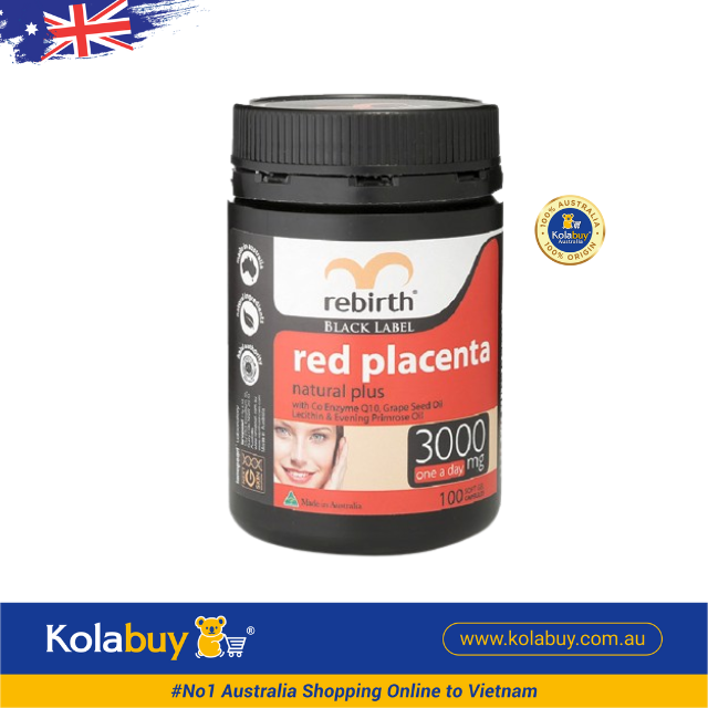 Viên uống Nhau thai cừu đỏ Rebirth Black Label Red Placenta Natural Plus 3000mg 100 viên