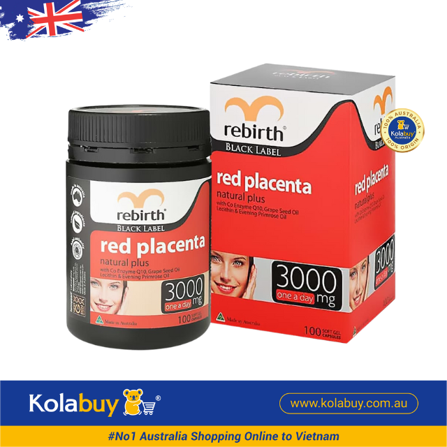 Viên uống Nhau thai cừu đỏ Rebirth Black Label Red Placenta Natural Plus 3000mg 100 viên