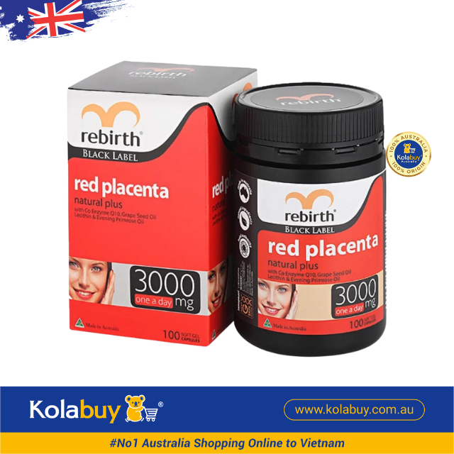 Viên uống Nhau thai cừu đỏ Rebirth Black Label Red Placenta Natural Plus 3000mg 100 viên