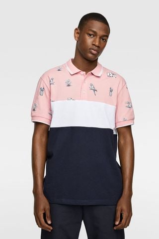 CONTRAST COLOUR BLOCK POLO SHIRT