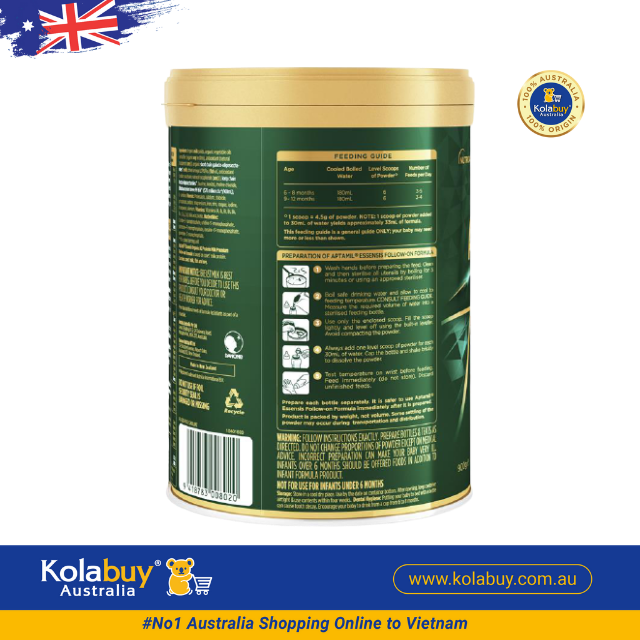 Sữa Aptamil Essensis số 2 cho bé từ 6-12 tháng Organic 900g