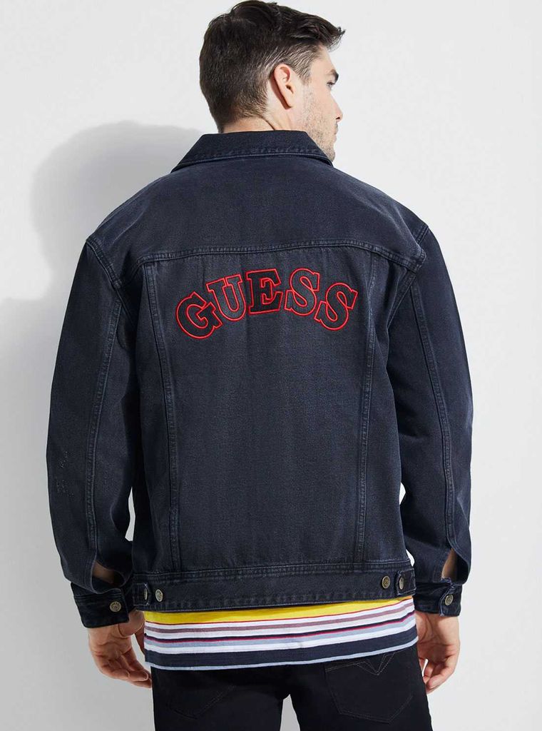GUESS ORIGINALS DENIM JACKET LOGO ON BACK - ÁO NAM