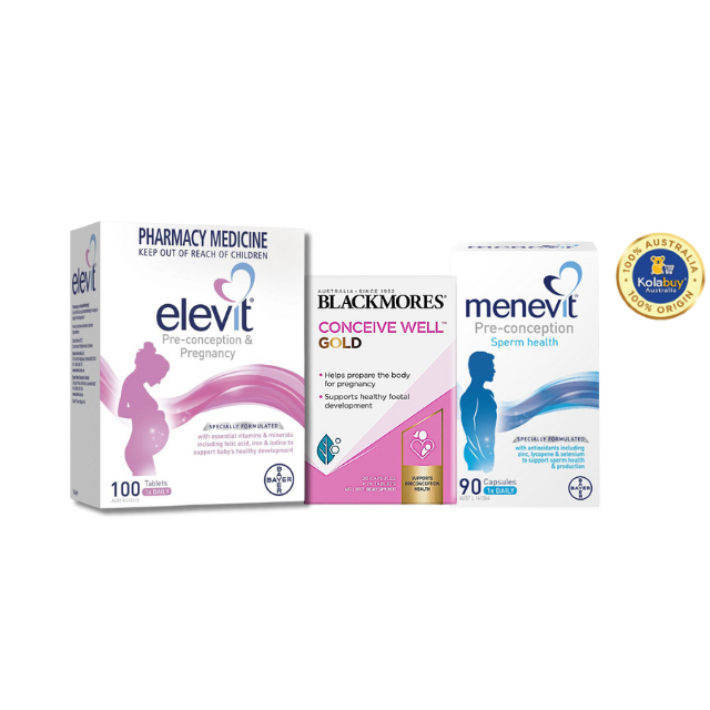 [Special Set] Chăm sóc sức khỏe trước sinh cho cả nam và nữ Elevit 100v & Bổ trứng Blackmores & Menevit 90v (Discount đến 30%)