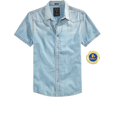 Guess Classic Short Sleeve Denim Shirt - Áo Nam