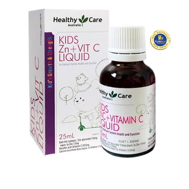 Siro bổ sung Kẽm và Vitamin C Healthy Care Kids Zinc + vitamin C Liquid 25ml