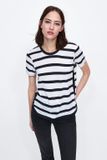 CONTRASTING FABRIC T-SHIRT- Áo Nữ