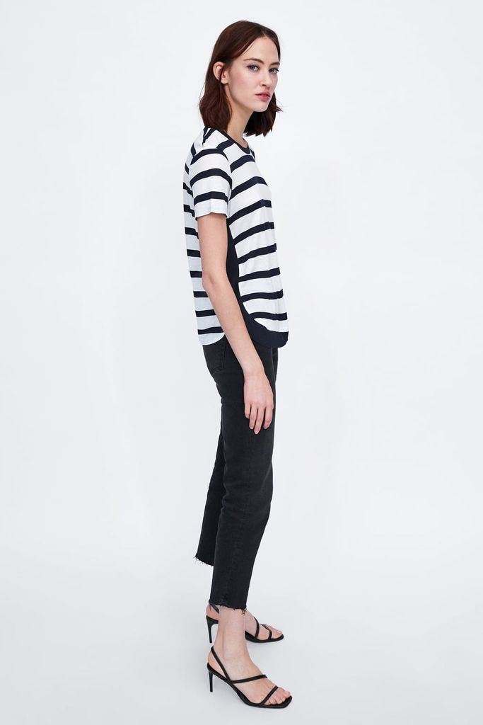 CONTRASTING FABRIC T-SHIRT- Áo Nữ
