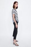 CONTRASTING FABRIC T-SHIRT- Áo Nữ
