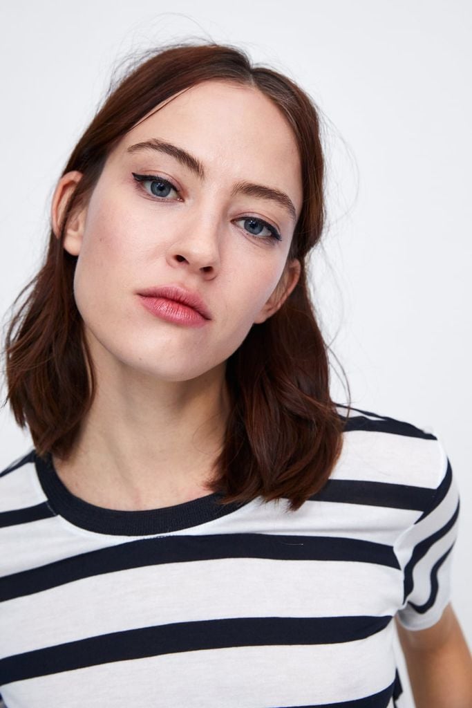 CONTRASTING FABRIC T-SHIRT- Áo Nữ