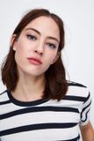 CONTRASTING FABRIC T-SHIRT- Áo Nữ