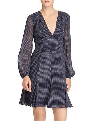 CREPE LONG SLEEVE DRESS